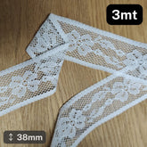 3 meters white Floral Lace 38mm #DEN250624E